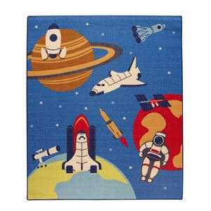 デスクカーペット 男の子 宇宙柄 『スペース』 ブルー 133×170cm