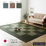 純国産 い草ラグカーペット 夏用 格子柄シンプルモダン 『Fライト』 ブルー 約191×250cm