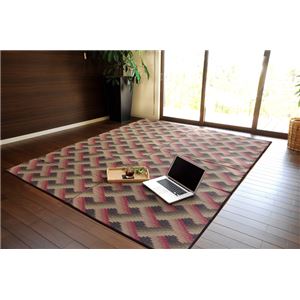 純国産 い草ラグカーペット 夏用 ふっくらボリューム 『SFマーディ』 ブラック 約140×200cm
