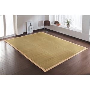 い草ラグカーペット 夏用 無地調 『NFXバリ』 ベージュ 約190×190cm （裏面：滑りにくい加工）