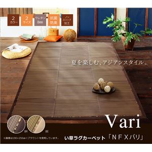 い草ラグカーペット 夏用 無地調 『NFXバリ』 ブラウン 約190×190cm （裏面：滑りにくい加工）