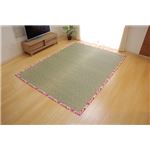 い草ラグカーペット かわいい花柄 『NSフレグランス』 ローズ 約191×250cm （裏面：滑りにくい加工）
