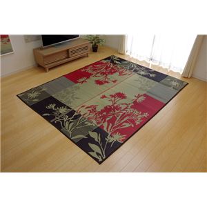 い草ラグカーペット 和モダン 『NSカレン』 レッド 約191×250cm （裏面：滑りにくい加工）