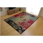い草ラグカーペット 和モダン 『NSカレン』 レッド 約191×250cm （裏面：滑りにくい加工）