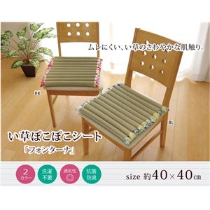 クッション ごろ寝クッション ごろ寝枕 い草クッション シート ぽこぽこ 花柄 『フォンターナ ポコポコシート』 ブルー 約40×40cm