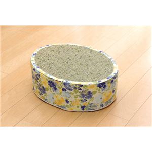 スツール い草 花柄 『フォンターナ 楕円 スツール』 ブルー 約45×35×H15cm