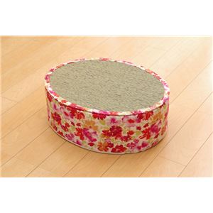 スツール い草 花柄 『フォンターナ 楕円 スツール』 ピンク 約45×35×H15cm