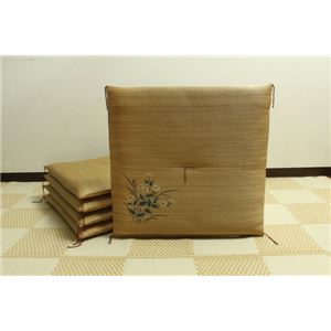 純国産 捺染返し い草座布団 『小花 5枚組』 ベージュ 55×55cm×5P