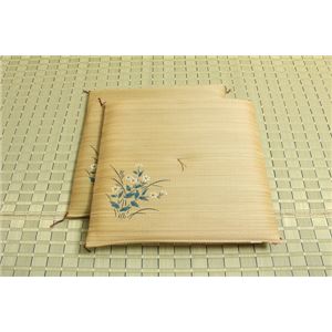 純国産 捺染返し い草座布団 『小花 2枚組』 ベージュ 55×55cm×2P