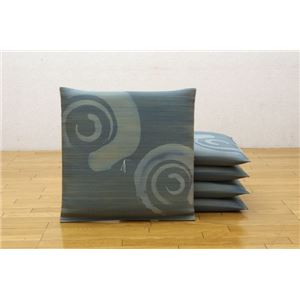 純国産 捺染 い草座布団 『鳴門 5枚組』 ブルー 55×55cm×5P
