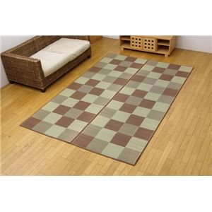 純国産 い草花ござ 『Fブロック』 ブラウン 江戸間10畳（435×352cm）（裏：ウレタン）