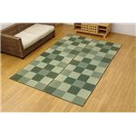 純国産 い草花ござ 『Fブロック』 グリーン 江戸間6畳（261×352cm）（裏：ウレタン）