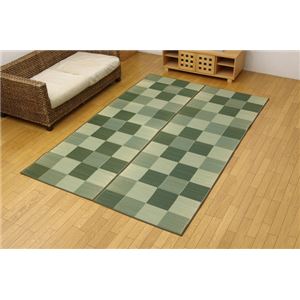 純国産 い草花ござ 『Fブロック』 グリーン 江戸間10畳（435×352cm）（裏：ウレタン）