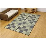 純国産 い草花ござ 『Fブロック』 グレー 江戸間6畳（261×352cm）（裏：ウレタン）