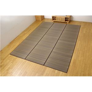 純国産/日本製 い草ラグカーペット 夏用 『Fバリアス』 ブラウン 240×240cm（裏：ウレタン）