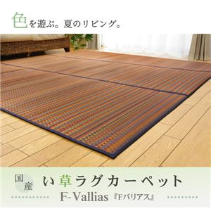 純国産/日本製 い草ラグカーペット 夏用 『Fバリアス』 グリーン 240×240cm（裏：ウレタン）