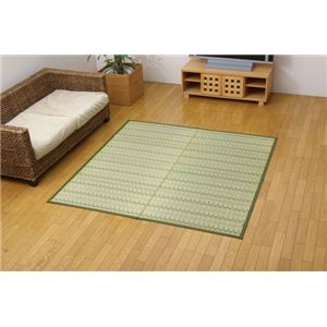 純国産 掛川織 い草カーペット 『宮之浦』 グリーン 江戸間2畳（174×174cm）