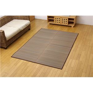 純国産/日本製 い草ラグカーペット 夏用 『Fバリアス』 ブラウン 191×191cm（裏：ウレタン）