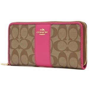 COACH コーチ アウトレット シグネチャー PVC レザー アコーディオン ジップ アラウンド / 長財布 