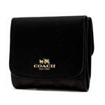 COACH コーチ アウトレット シグネチャー PVC レザー スモール ウォレット / 二つ折り財布