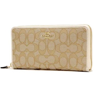 COACH コーチ アウトレット シグネチャー PVC レザー アコーディオン ジップ アラウンド / 長財布