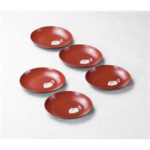 KT2008 刷毛目小判皿揃朱うさぎ（5） 【Kaze-ya style・北市漆器店 】