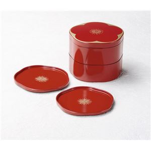 KT2023 福梅二段重ペア小皿セット（朱）（梅型小皿2P付） 【Kaze-ya style・北市漆器店 】