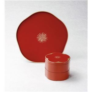 KT2025 福梅二段重盆付セット（朱） 【Kaze-ya style・北市漆器店 】