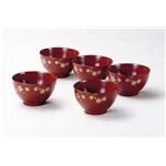 KT2030 刷毛目汁椀揃朱春秋（5） 【Kaze-ya style・北市漆器店 】