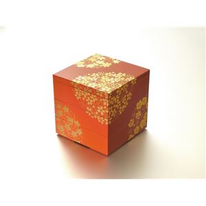 KT2033A 花丸春秋5.0三段重（溜）（A） 【Kaze-ya style・北市漆器店 】