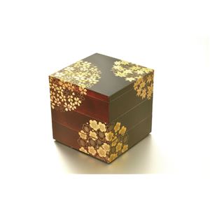 KT2034A 花丸春秋5.0三段重（古代朱）（A） 【Kaze-ya style・北市漆器店 】