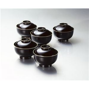 KT2037 溜渕金雑煮椀揃（5） 【Kaze-ya style・北市漆器店 】