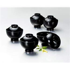 KT2046 黒（漆）朱線入吸物椀揃 【Kaze-ya style・北市漆器店 】