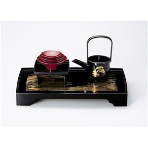 KT2048 山水蒔絵新胴張屠蘇器揃黒 【Kaze-ya style・北市漆器店 】