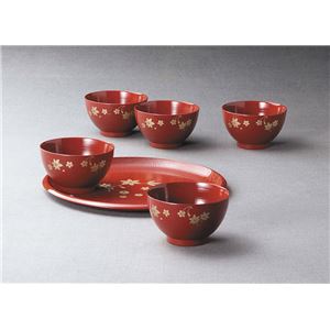 KT2053 盆付汁椀セット朱花蒔絵 【Kaze-ya style・北市漆器店 】