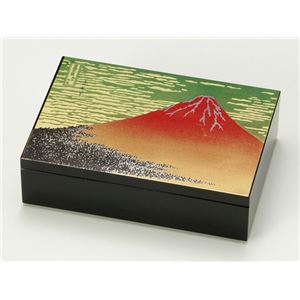 KT2091 長角小箱 黒 赤富士 【Kaze-ya style・北市漆器店 】