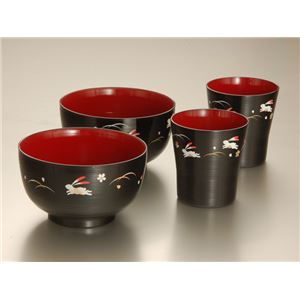 KT2097 うさぎペア多用椀セット 【Kaze-ya style・北市漆器店 】