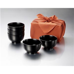 KZ2409 刷毛目多用椀揃（黒）（風呂敷包） 【Kaze-ya style・北市漆器店 】