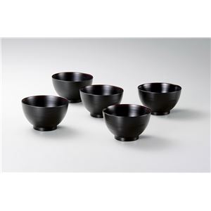 KZ2462 刷毛目汁椀揃（黒）（5） 【Kaze-ya style・北市漆器店 】