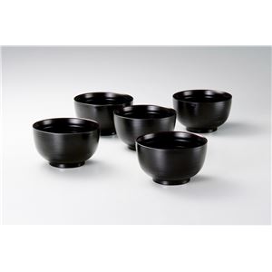 KZ2464 刷毛目どんぶり揃（黒）（5） 【Kaze-ya style・北市漆器店 】
