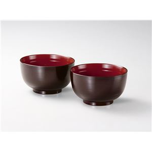 KZ2466 レンジペア刷毛目丼（溜内朱） 【Kaze-ya style・北市漆器店 】