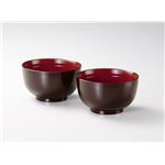 KZ2466 レンジペア刷毛目丼（溜内朱） 【Kaze-ya style・北市漆器店 】