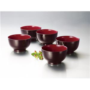 KZ2486 レンジ刷毛目丼揃（溜内朱）（5） 【Kaze-ya style・北市漆器店 】