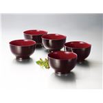 KZ2486 レンジ刷毛目丼揃（溜内朱）（5） 【Kaze-ya style・北市漆器店 】