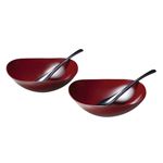 KZ2513 風華ペアカレー鉢セット（銀朱）（スプーン付） 【Kaze-ya style・北市漆器店 】