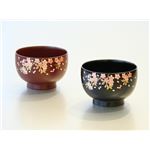 KZ2530 手塗うるしさくらペア汁椀（溜・朱） 【Kaze-ya style・北市漆器店 】