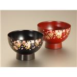 KZ2531 手塗うるしさくらペア3.6あつあつみそ汁椀（溜・朱） 【Kaze-ya style・北市漆器店 】