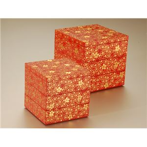 KZ2534A 桜づくし5.0三段重（朱）（A） 【Kaze-ya style・北市漆器店 】