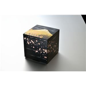 KZ2572A さくら富士5.0三段重（黒）（A） 【Kaze-ya style・北市漆器店 】