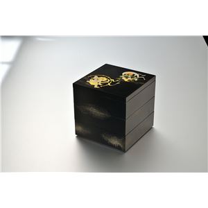 KZ2573A 風神雷神5.0三段重（黒）（A） 【Kaze-ya style・北市漆器店 】